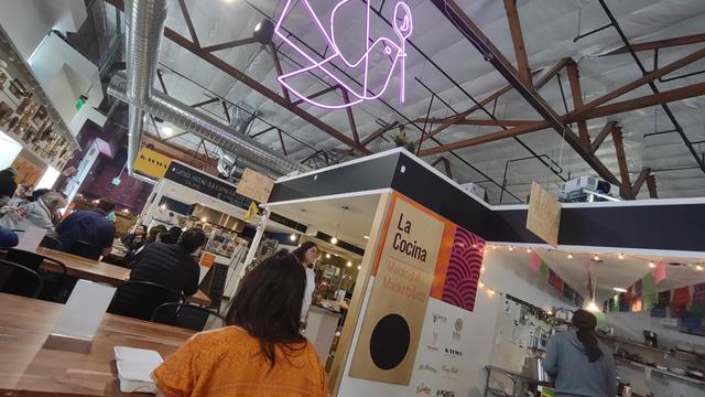 Inside La Cocina food hall in San Francisco's Tenderloin at 300 Golden Gate Ave, a former US post office across the street from UC Law SF