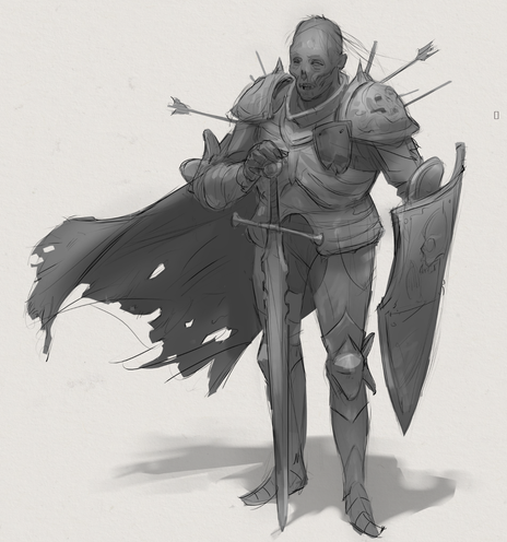 An undead knight sketch in Krita