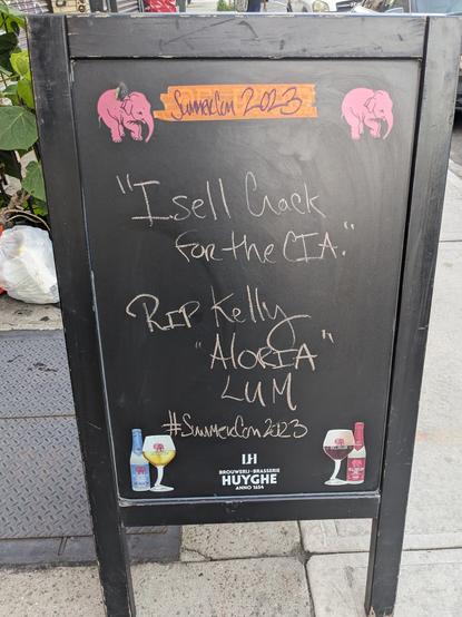 Canal Bar Sign in Brooklyn NYC supporting SummerCon 2023 and honoring Kelly"Aloria" Lum RIP