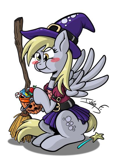 Final art for Halloween. I did a quick sketch by hand on paper, I liked it, so I made it digitally to publish it on last year's Halloween. Derpy sure it's cute!
