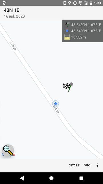 Screenshot showing I got within 18 meters of the target