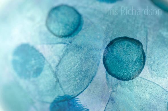 Blue on Blue Dots Egg-shell with hints of magenta is a fun contemporary composition I created with alcohol ink on egg shell. Artist Iris Richardson, Gallery Pixel