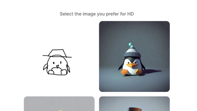 Skizze eines Pinguins und was Stable Doodle daraus macht
(Screenshot: Stability.ai/ t3n)