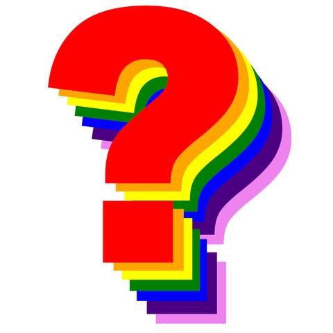a rainbow of question marks