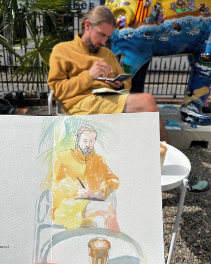 The model is also drawing