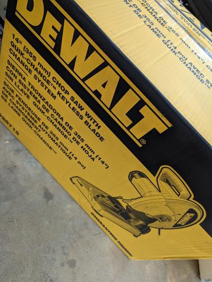 A new DeWalt chop saw still in the box