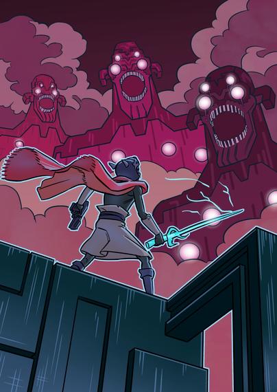 fan-art (drawn by me) of the excellent indie video game, Hyper Light Drifter (created by Heart Machine.)