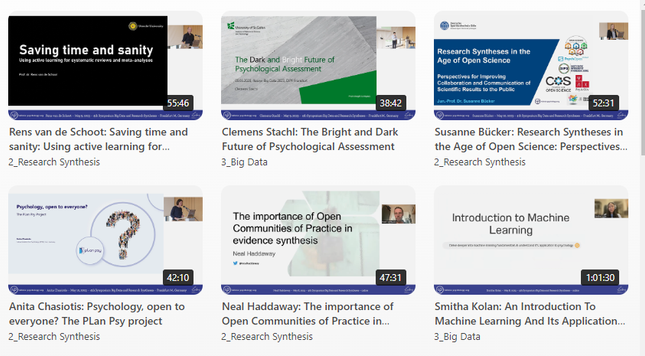 A screenshot of the ZPID media center, with previews of six keynote videos