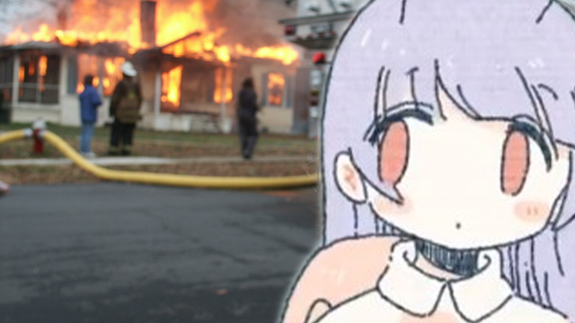 Snail staring at a burning house. stupid fucking snail