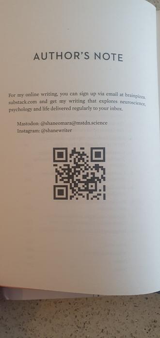 Author's note for the new book, Talking Heads, with a qr code leading to the author's substack at brainpizza.substack.com