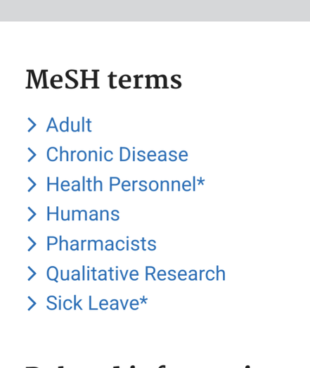 MeSH terms

    Adult
    Chronic Disease
    Health Personnel*
    Humans
    Pharmacists
    Qualitative Research
    Sick Leave*