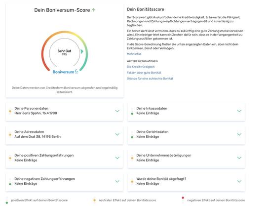 Jens Spahns bonify score => 975 Punkte