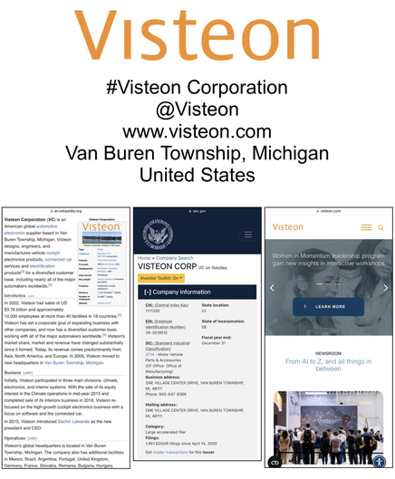 Visteon Corporation (company logo and information).