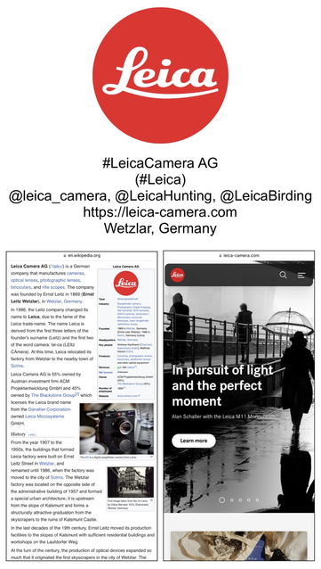 Logo and company information for Leica Camera AG.