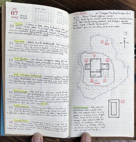 Week 28 spread of dungeon23 - island above ground