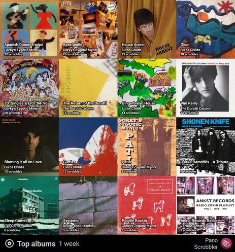 A collage of 16 album covers