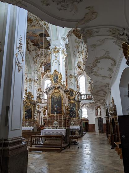 Inside historic Bavarian monastery Kloster Andechs with its intricate artworks