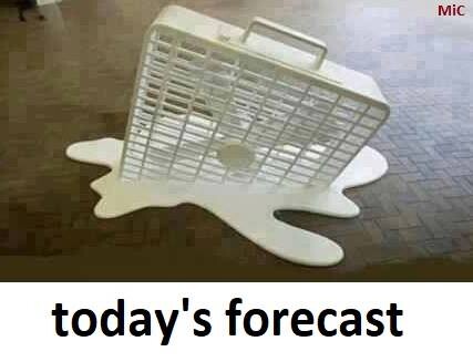 A melted fan with the caption, "today's forecast"