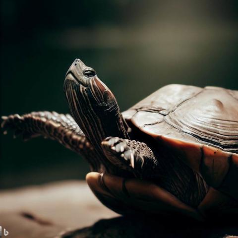 Turtle stretching while drying its shell.(Create by Bing Image Creator)