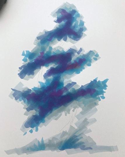 How to draw a tree tutorial, step 2: more colours