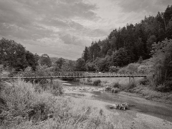 Pedestrian Bridge over the Toess River in Kollbrunn near Winterthur, Switzerland