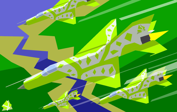 A squadron of Mig 21 Fishbeds
