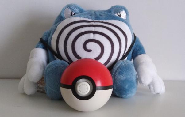 Poliwrath plush with a Pokéball Plus