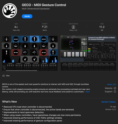 App Store screenshot of the latest GECO version
