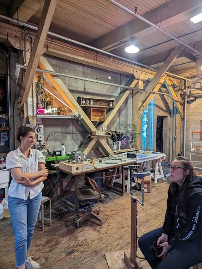 Erin Hoffman and Meryl at her studio in San Francisco. Erin in the left and Meryl on the right.