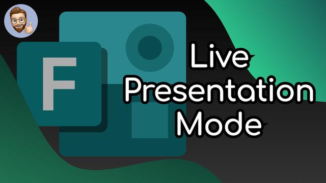 YouTube Thumbnail Image showing the Microsoft Forms Logo with the caption "Live Presentations Mode"
