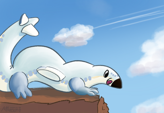 an anthro plane dragon on a cliff, pouncing and ready to leap into the sky