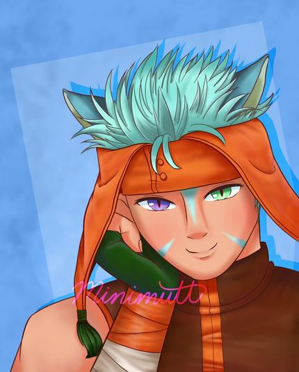 Fanart of Ranulf from Fire Emblem 9/10. He's resting is right hand on his chin.