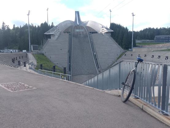 Holmenkollen ski jump, with my unicycle in the foreground