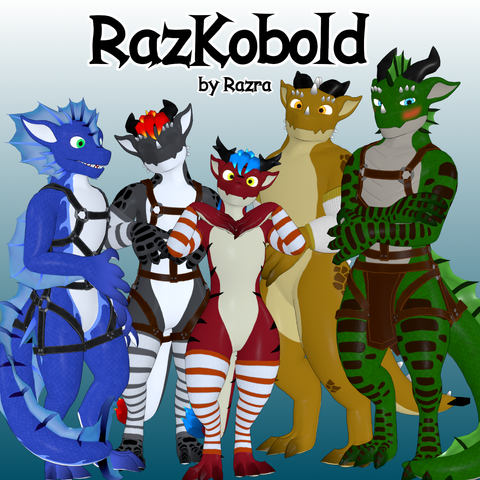 A cute picture of my avatar base wearing the new RazKobold clothing pack.