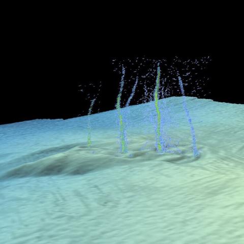four holes on the ocean floor spewing liquids