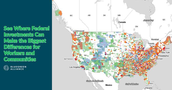 Map of hard hit communities and clean energy investments.