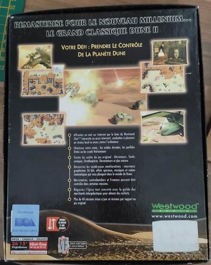 Le verso de la boite de Dune 2000 de Westwood Studios