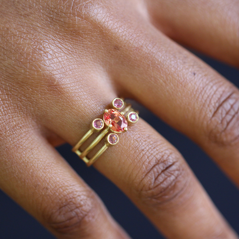 Orange and pink sapphire ring designyard