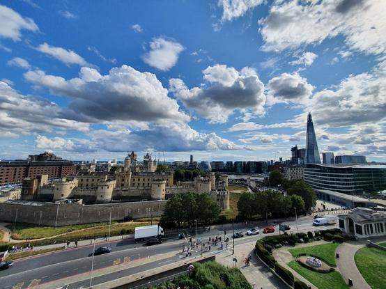 Landscape view of London from a rooftop terrace near Tower Gateway