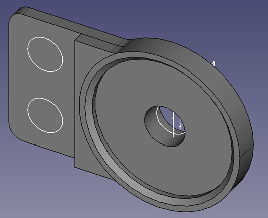 A mounting piece designed to attach to the cuff bolt of my skates. This was designed in FreeCAD
