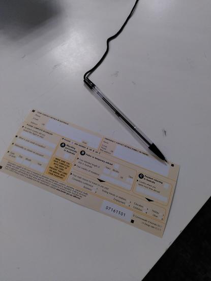 On the back of the form, you have to provide information about your stay. This contains contact details in Australia, emergency contact, and reason and length of stay.