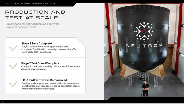 Slide from the Earnings call, which includes a photo of the second stage of Neutron.