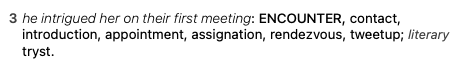 Thesaurus entry listing “tweetup"