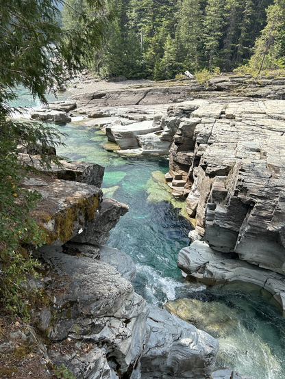 Blue green pool of water