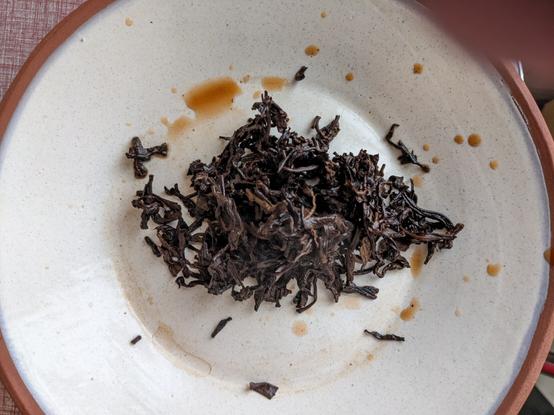 Spent shou puerh leaves.
