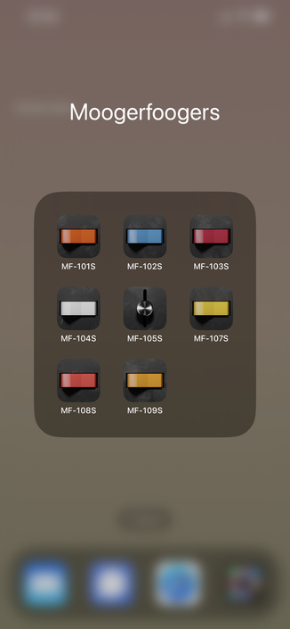 Screenshot of all Moogerfooger iOS icons in one category