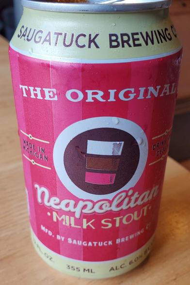 12oz can of Saugatuck Brewing Neapolitan Milk Stout