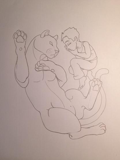 Une panthère et un enfant flottent dans le ciel.