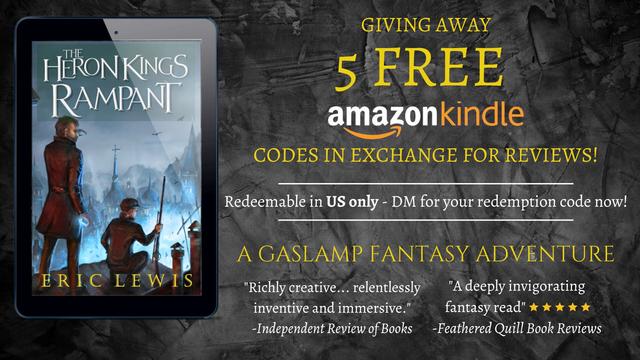 free US kindle code to review for my new book the heron kings rampant
