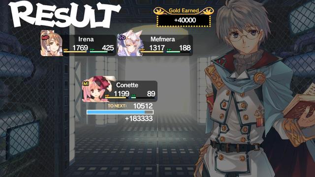 Result screen after beating a superboss in Dungeon Travelers 2